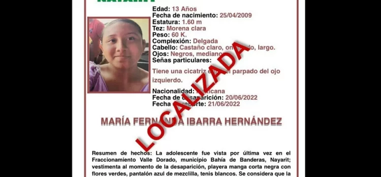 Localizan con vida a la menor desaparecida en Bahía de Banderas