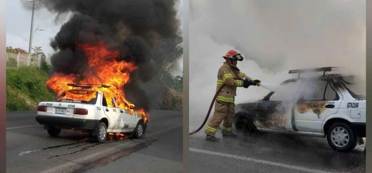 Se incendia taxi en carretera de Tepic
