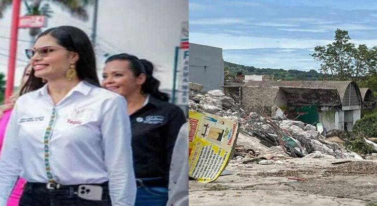 Geraldine Ponce es cuestionada por demolición del mercado Z. Larios del centro de Tepic