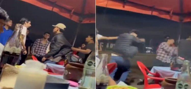Captan pelea de 2 jóvenes contra 7 en una taquería en Tepic