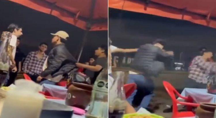 Captan pelea de 2 jóvenes contra 7 en una taquería en Tepic