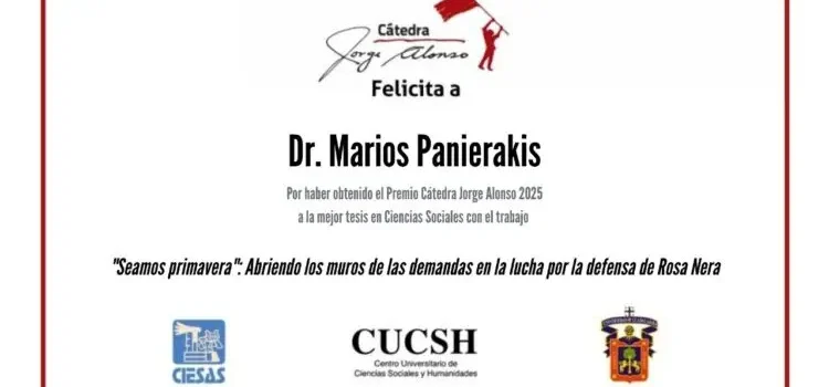 Reconocen al sociólogo griego Marios Panierakis con la Cátedra Jorge Alonso 2025